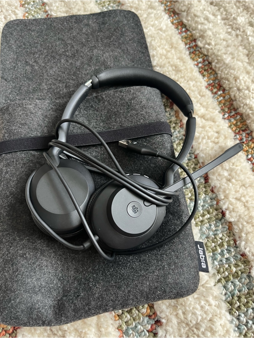 Jabra On-Ear Headphones in Charcoal Gray with Boom Microphone